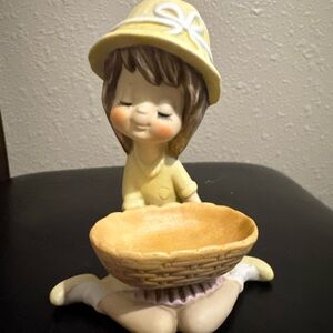 Vintage UCTCI girl in yellow dress - Japan Ceramic